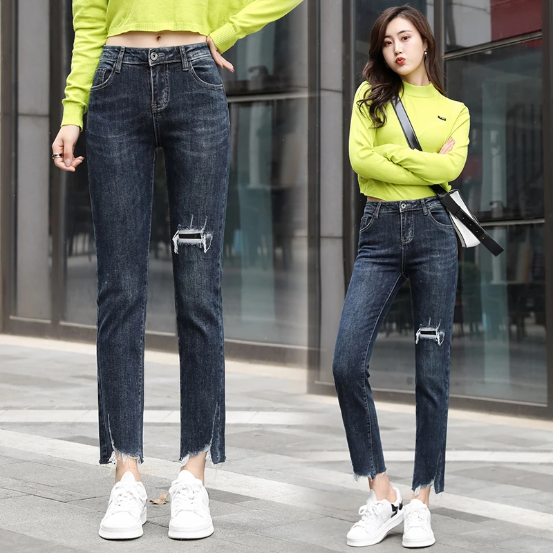 

Ripped Denim Burrs Pants Female High Waist Woman Plus Large Size Boyfriend Jeans For Women'S Clothing 2020 Trouser D0307
