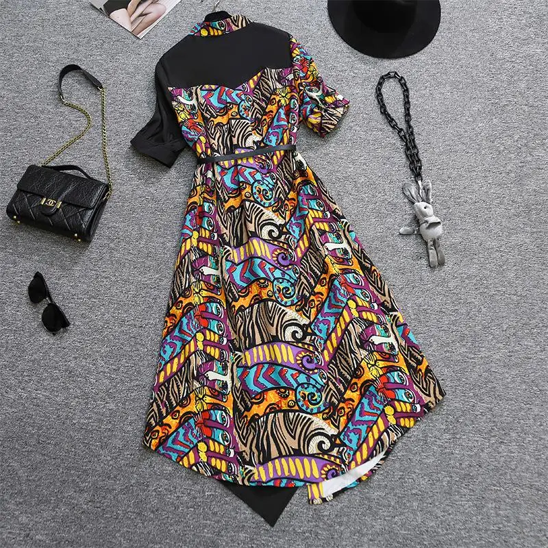 Женское асимметричное платье рубашка элегантное офисное большого размера 5XL с