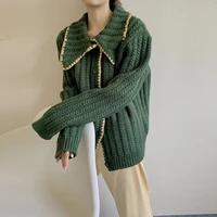 korean style 2022 spring sweater womens cardigan knitted jacket lazy style japanese loose and thin long sleeved knitted top new