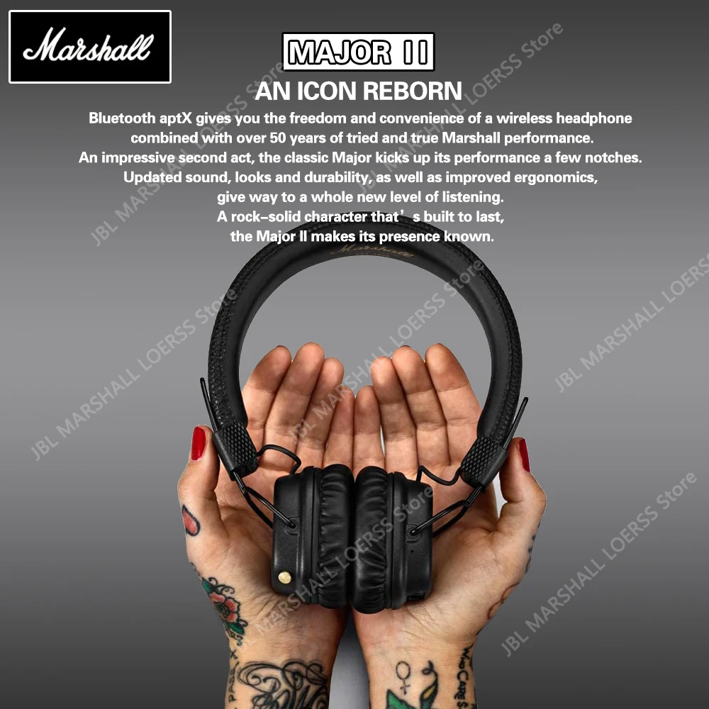 Наушники Marshall MAJOR II с Bluetooth оригинальные беспроводные наушники поп-рок музыка