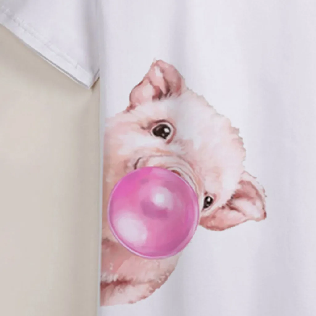 Стильная стильная модная забавная футболка с рисунком маленькой свинки принтом