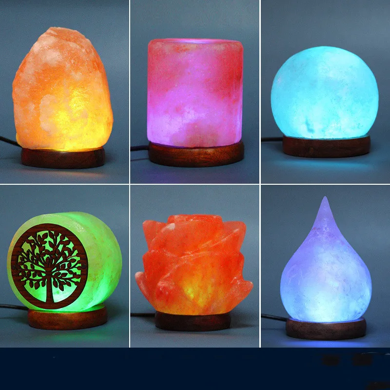 Colorful Himalayan Crystal Stone Natural Salt Lamp USB Led Night Light Table Lava for Bedroom Bedside Bathroom Home Decor |