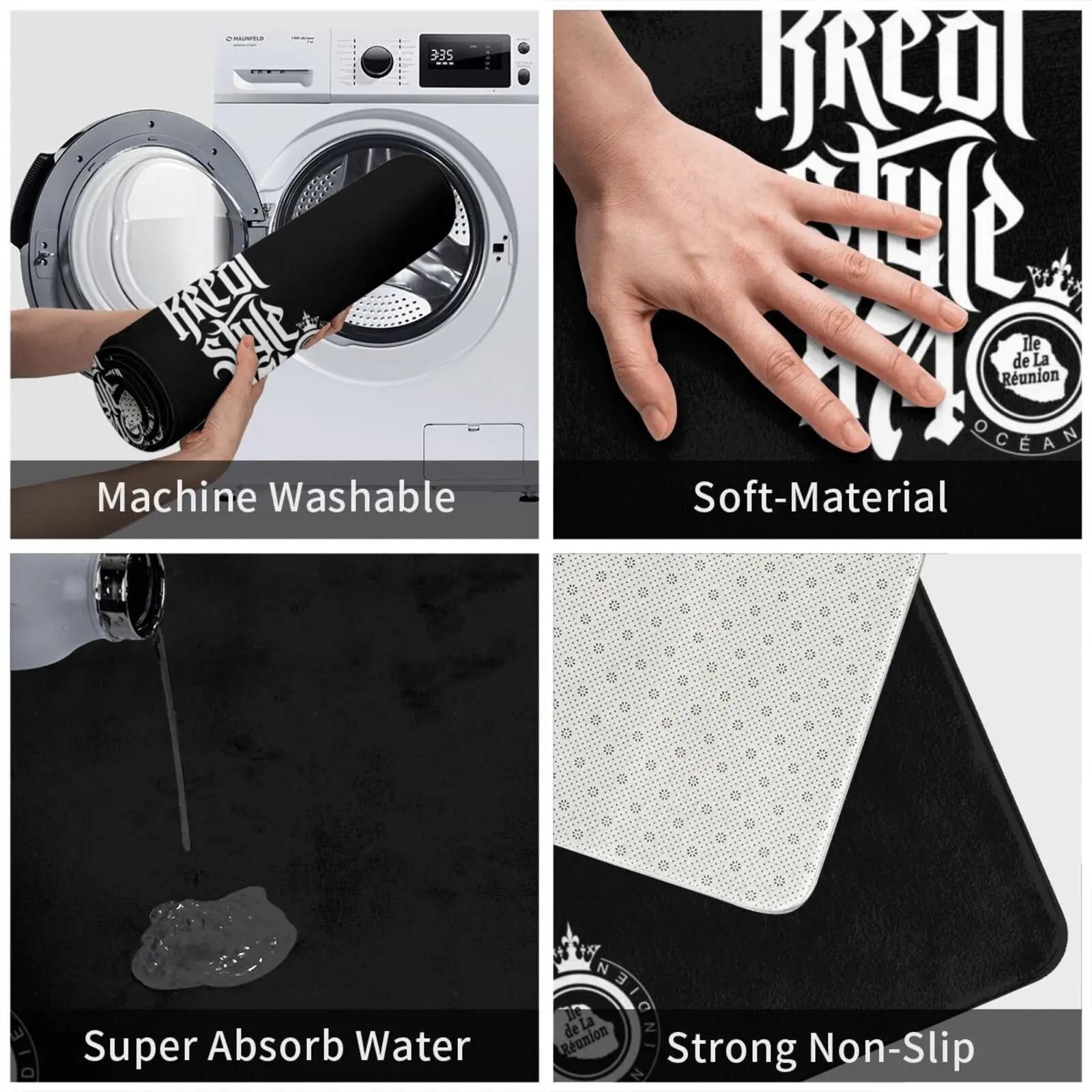 Белая искусственная подстилка в стиле креола коврик мягкая с логотипом 974 креол