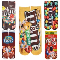 3d creative funny art socks women printing potato chips knee high socks cotton men harajuku fashion casual long socks