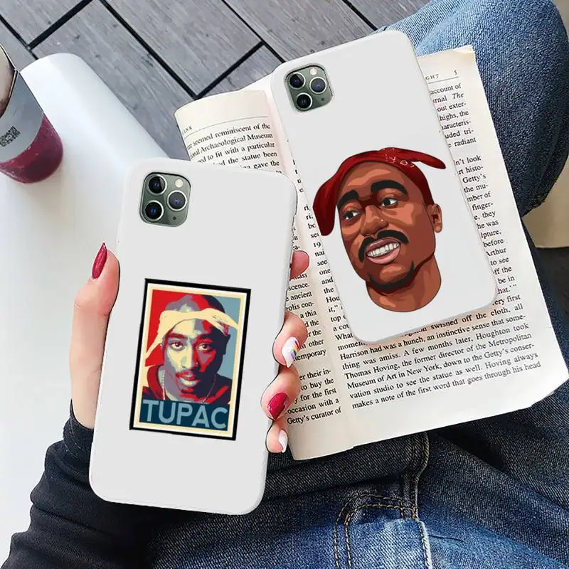 

Tupac 2PAC Rapper Phone Case Candy Color for iPhone 6 6S 7 8 11 12 XS X SE 2020 XR mini pro Plus MAX mobile bags coque funda