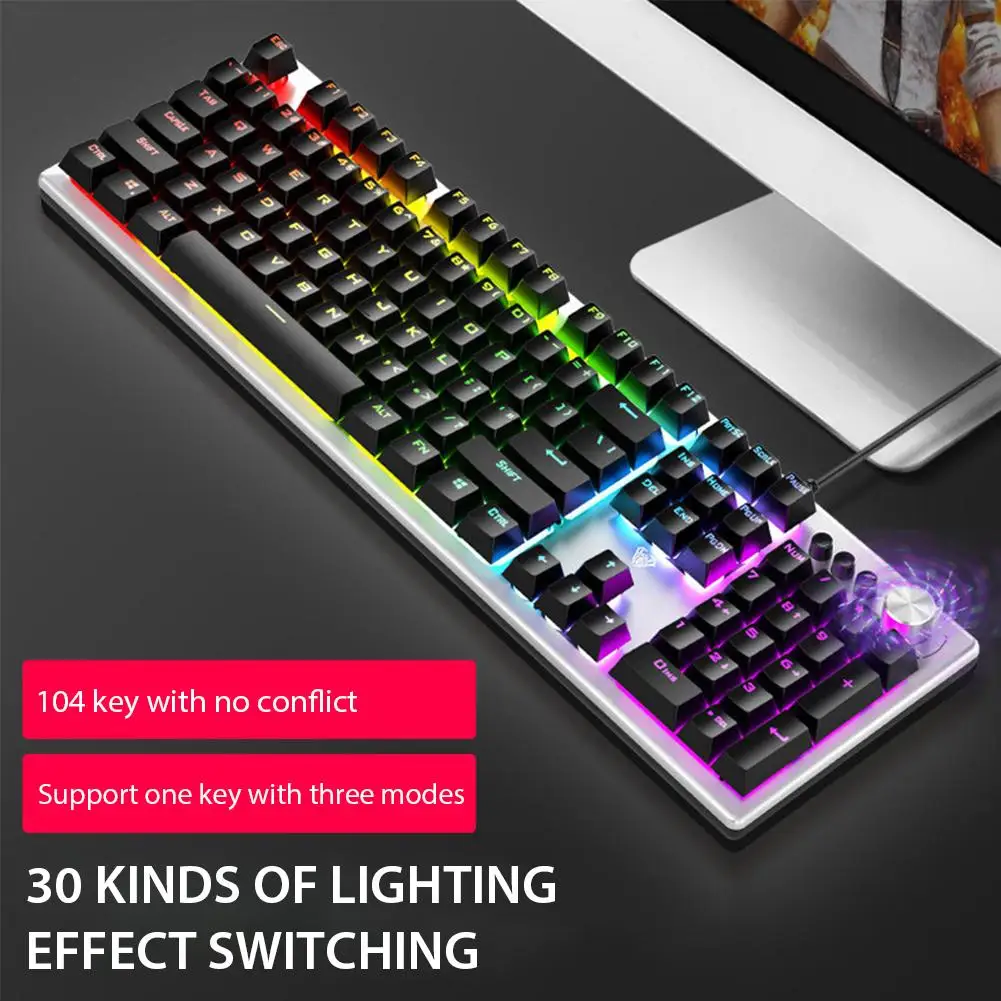 

Gaming Mechanical Keyboard Ergonomic 104-key Keypad Keyboard RGB Backlit LED Wired Keypad For Gamer PC Laptop Accessories