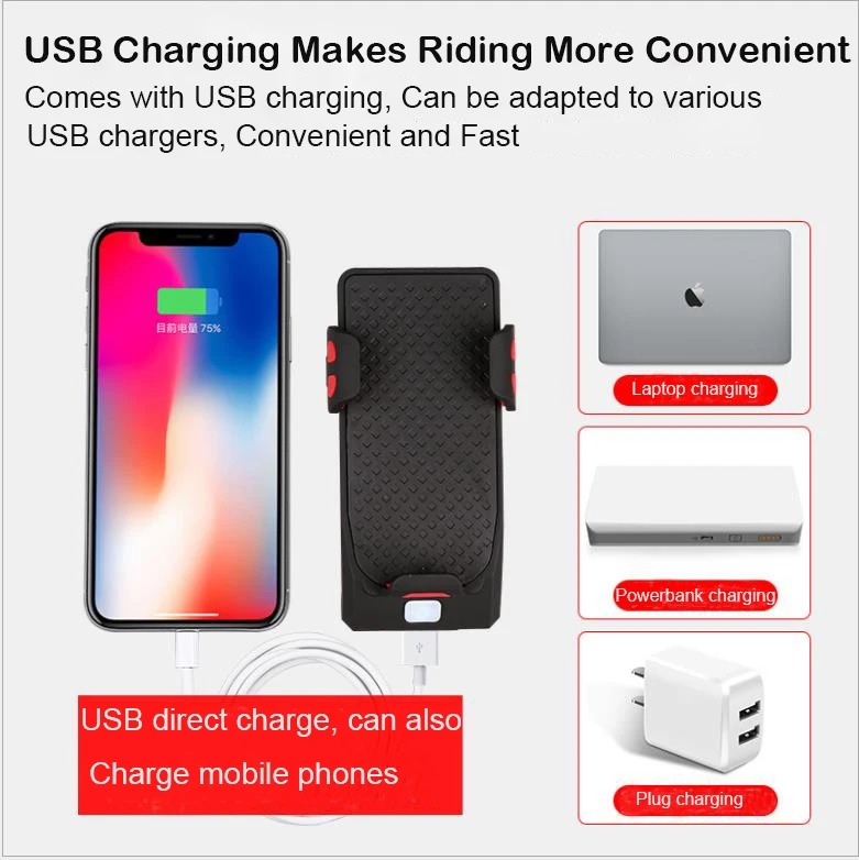 Велосипедный светильник с роговым сигналом водонепроницаемый USB Перезаряжаемый