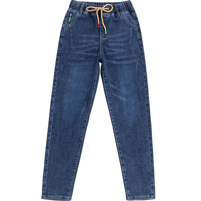 Женские джинсы с эластичным поясом Весенняя женская одежда 2021 Модные свободные