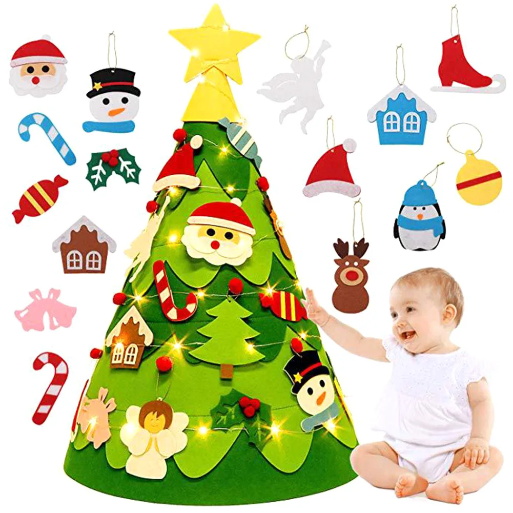 3D фетровая Рождественская елка сделай сам светящаяся новогодняя Детская Искусственная Рождественское