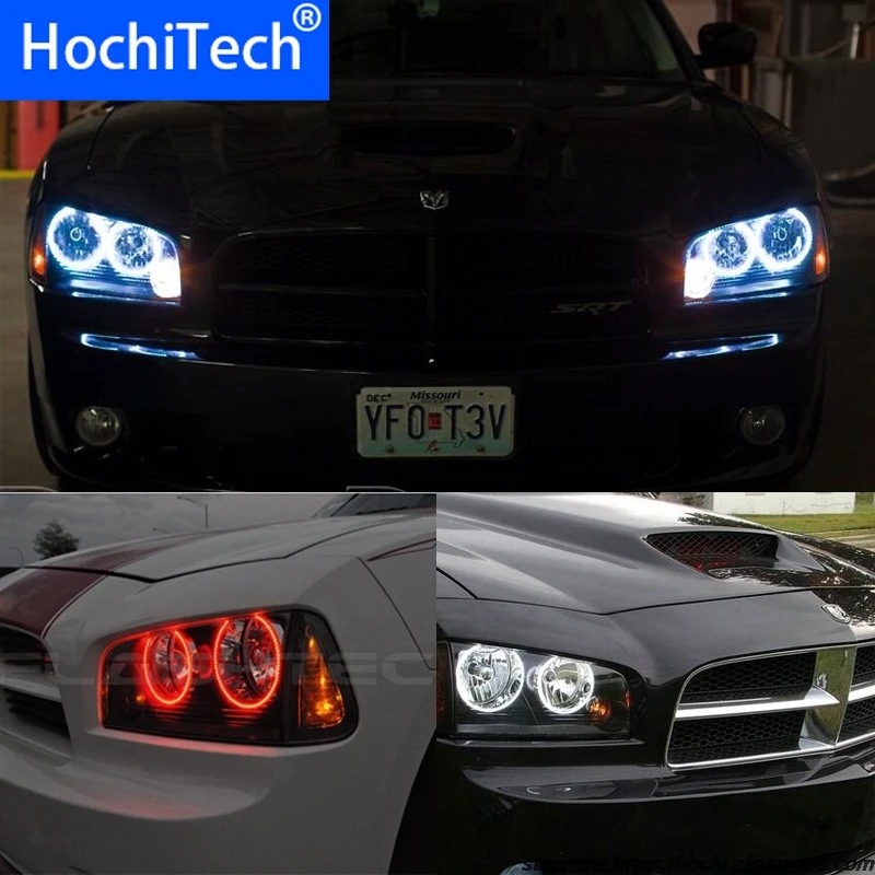 Для Dodge Зарядное устройство 2005 2006 2007 2008 2009 2010 светодиодный периметр кольца Фар halo многоцветный RGB ангел демон глаза