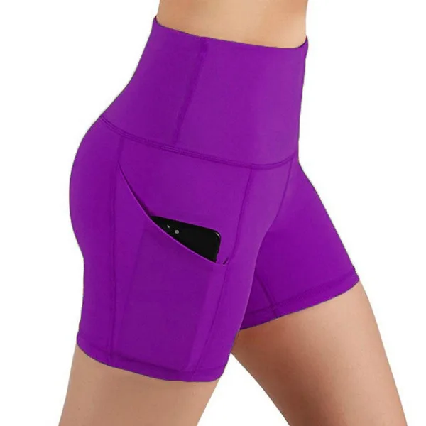 

Gym Jogging Running Shorts Yoga Shorts Women High Waist Lifting Push Up Tight Sports Pocket Fitness Yoga Short Pant 2021 New