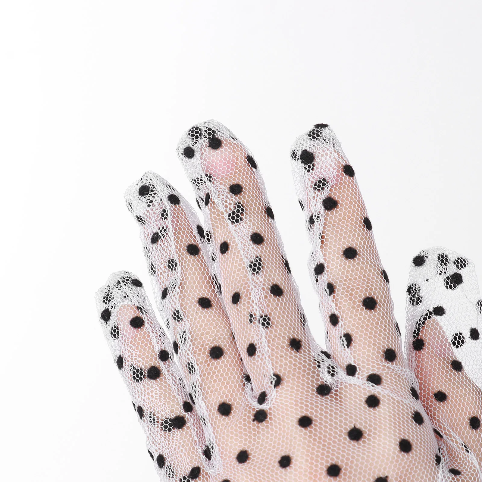 

1 Pair Polka Dots Mesh Gloves Sexy Semi Sheer Tulle Short Wrist Glove Women Nightclub Dance Mitts Elegant Bride Wedding Mittens