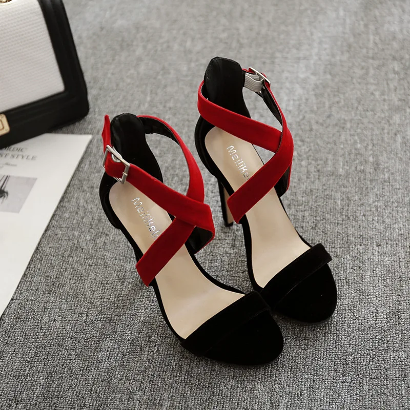 2020 Women 11cm High Heels Prom Dress Fetish Sandals Female Buckle Strap Shoes Lady Valentine Stiletto Stripper Cross Tied Pumps | Обувь