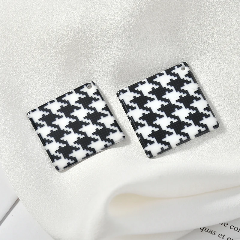 Черно белый геометрический Круглый/квадратная форма 40 шт./партия акриловые