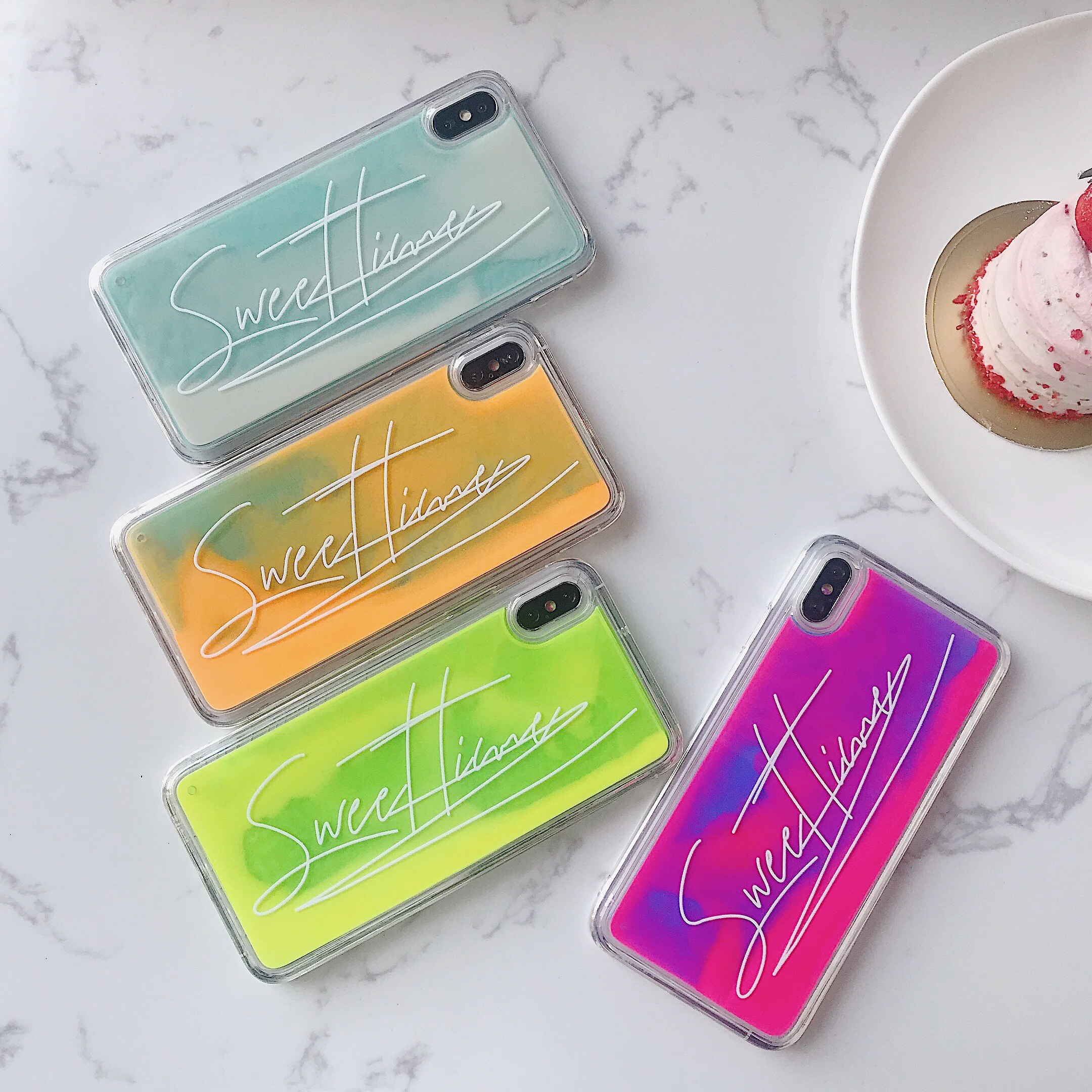 New Hot Luxury Fashion Neon Sand Luminous Liquid Quicksand Phone Case For iPhone X XS MAX XR 6 6s 7 8 Plus TPU Back Cover Coque |