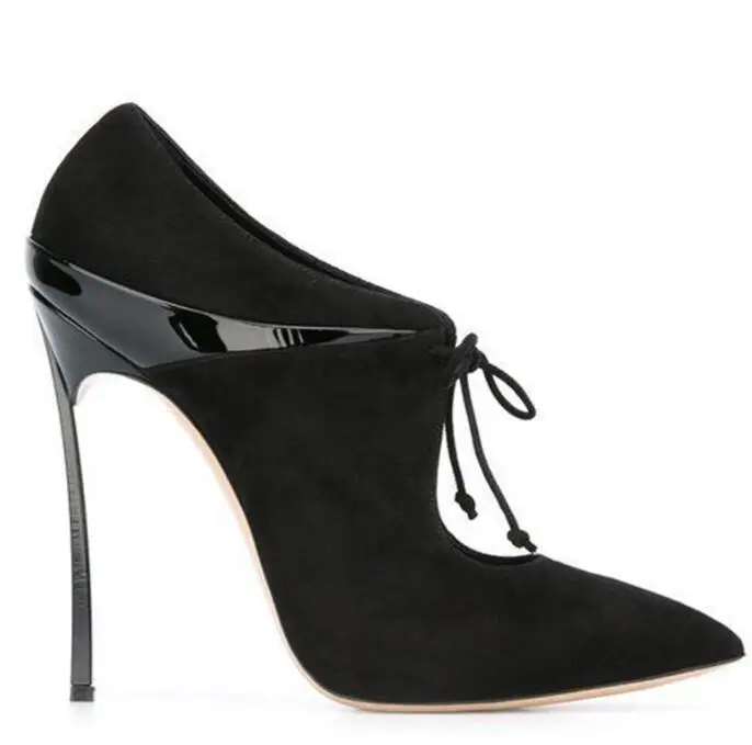 

BONJEAN Newest Pointed Toe High Heel Shoes Sexy lace-up Thin Heels Woman Pumps 12cm/10cm Super High Shallow Dress Heels