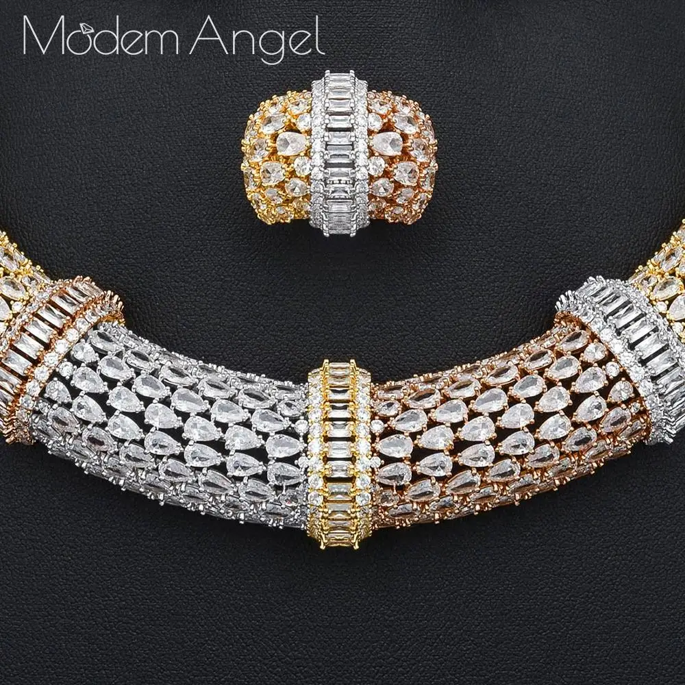 

ModemAngel Luxury Shape Delicate AAA Cubic Zirconia Nigerian Jewelry sets Women wedding DUBAI Jewelry sets African Jewelry Set