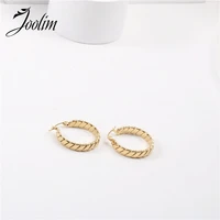 tarnish free pvd gold finish fashionable symple rice body ciecle earring stainless steel tarnish free gold jewelry wholesale