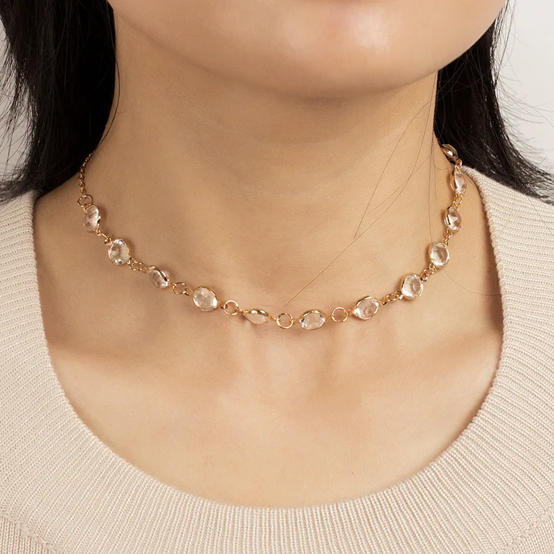 

Jewelry Creative Simple Transparent Crystal Choker Necklace Korean Students Versatile Clavicle