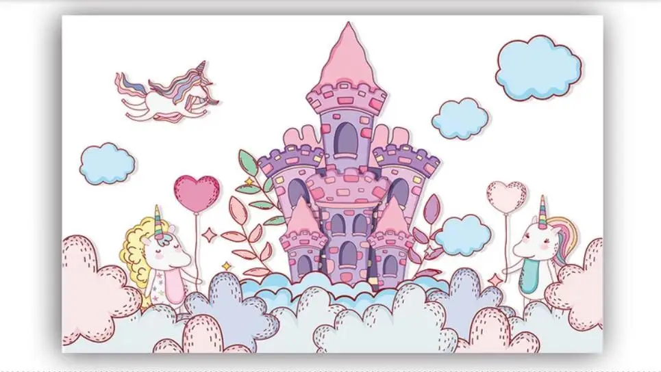 Milofi custom 3D wallpaper mural castle flying unicorn children's room background wall living bedroom decoration painting w |