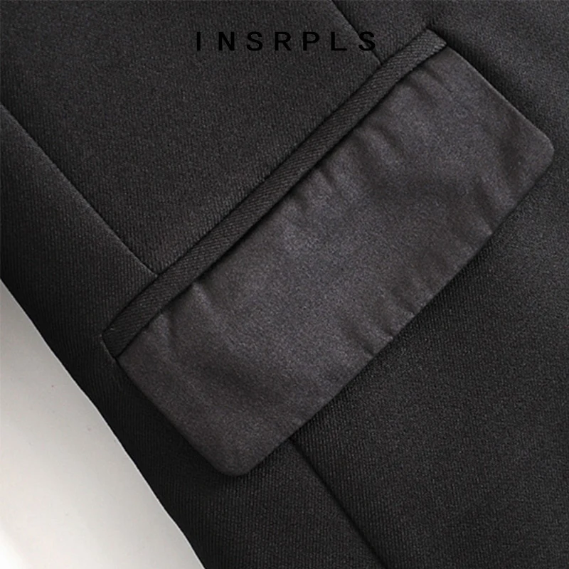 

INSRPLS Wome Fashion Office Wear Single Button Blazers Coat Vintage Long Sleeve Pockets Female Outerwear Chic Tops