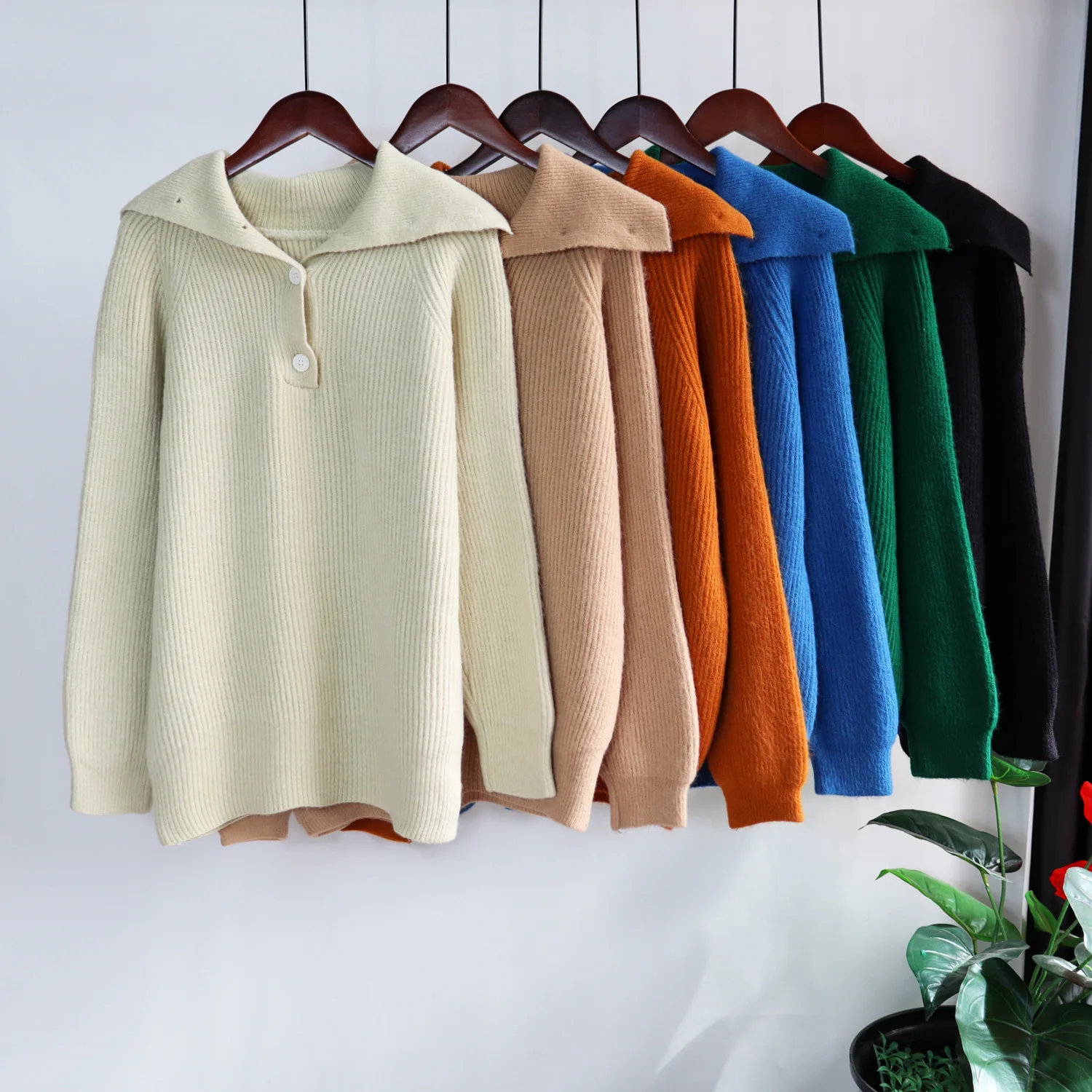 

Женские свитера DAYIFUN, однобортный пуловер с воротником-стойкой, однотонное винтажное повседневное свободное платье осень-зима 2021