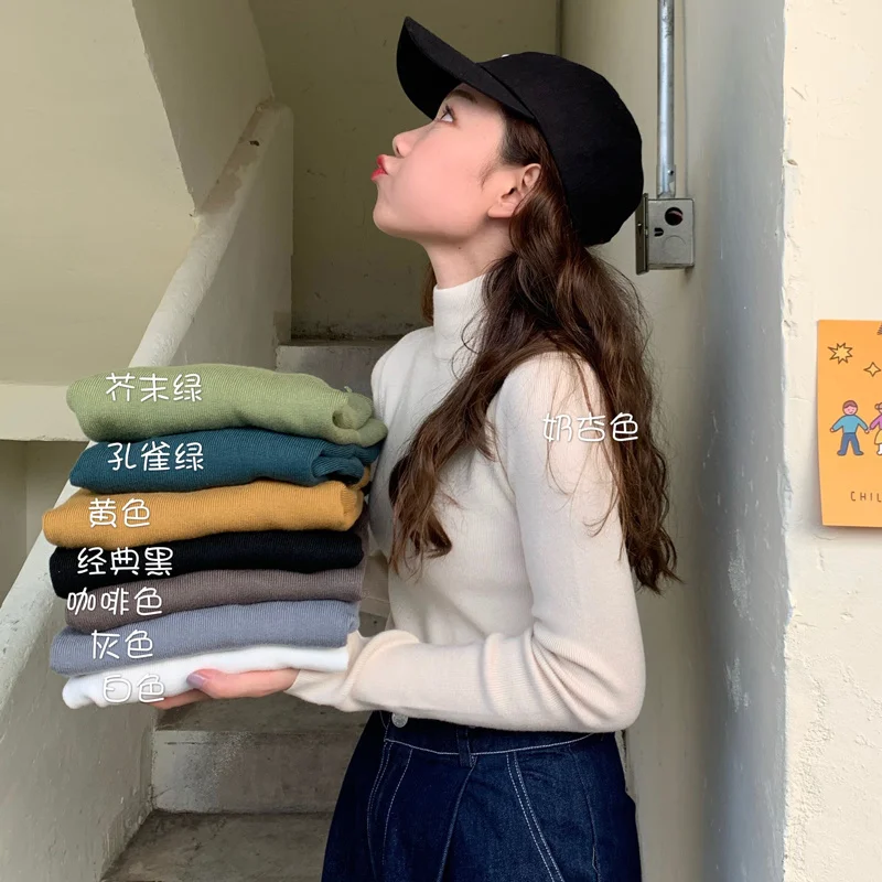 

Свитер женский осенний трикотажный, теплый, однотонный