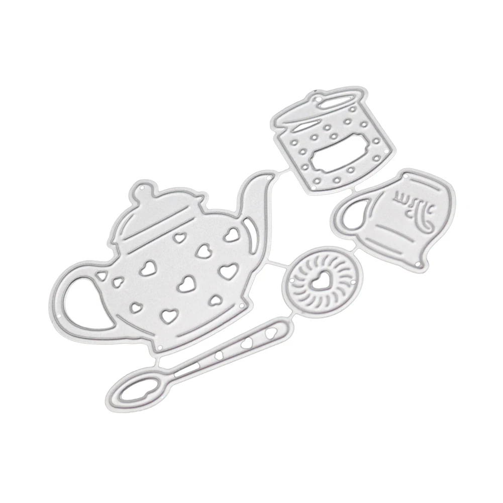 Новый дизайн ремесло металлические режущие штампы чайный набор украшения