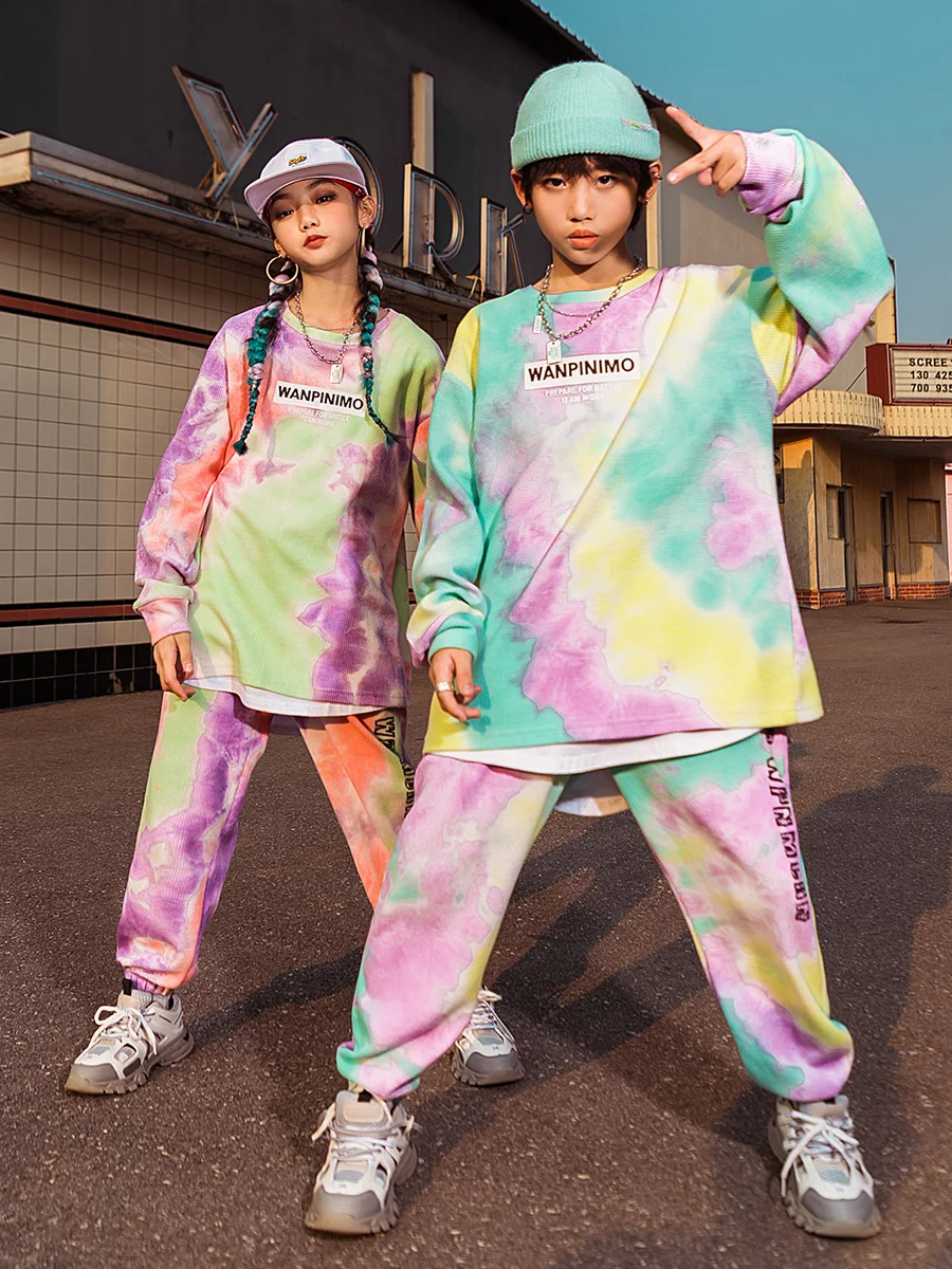 

Одежда для бальных танцев в стиле хип-хоп, свободные топы для девочек и мальчиков, штаны, костюм для уличных танцев, тренировок, концертов, Ре...