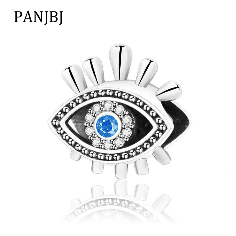 Новый оригинальный 925 стерлингового серебра бисера синий прозрачный CZ злой