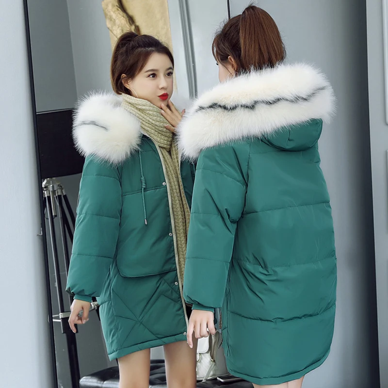 Зимняя женская куртка 2020 с капюшоном и меховым воротником Повседневная