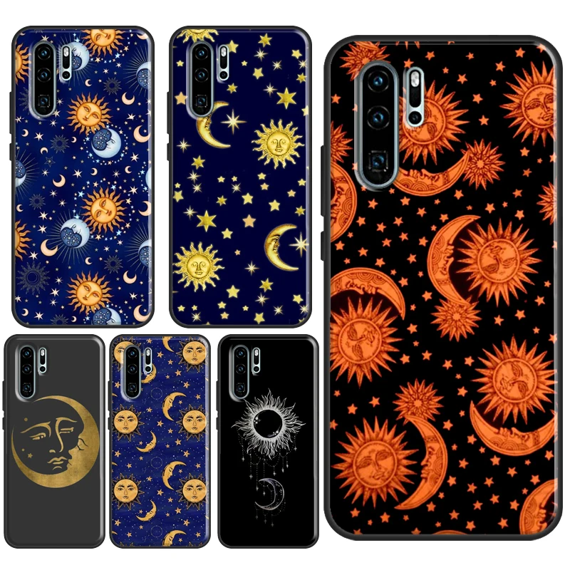 Vintage Moon and Sun Stars Case For Huawei P20 Lite P30 Pro P40 Mate 20 Lite P Smart Z 2019 Nova 5T Honor 50 8X 9X 10i