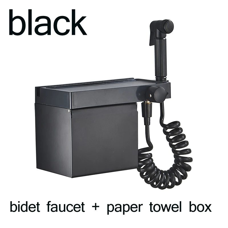 FXQXJH-02 black BAKALA отель высокого качества черный белый смеситель для душа биде краны для туалета стойка для мобильного телефона бумажное полотенце мыльница, аксессуары для ванной комнаты - Цвет: FXQXJH-02 black