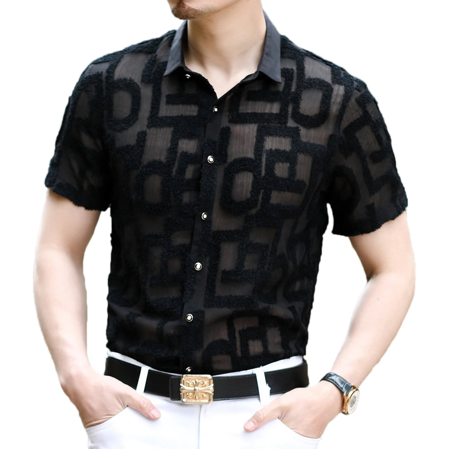 Вечерние прозрачные геометрические платья рубашки для мужчин 2021 на весну и лето