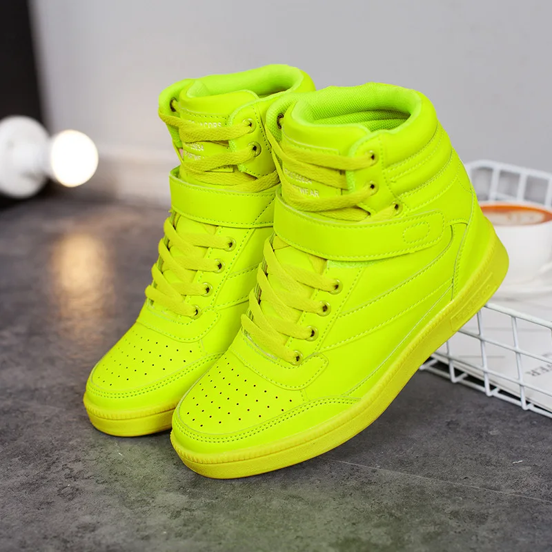 Женские кроссовки из ПУ кожи скрытое увеличение высоты спортивная обувь с