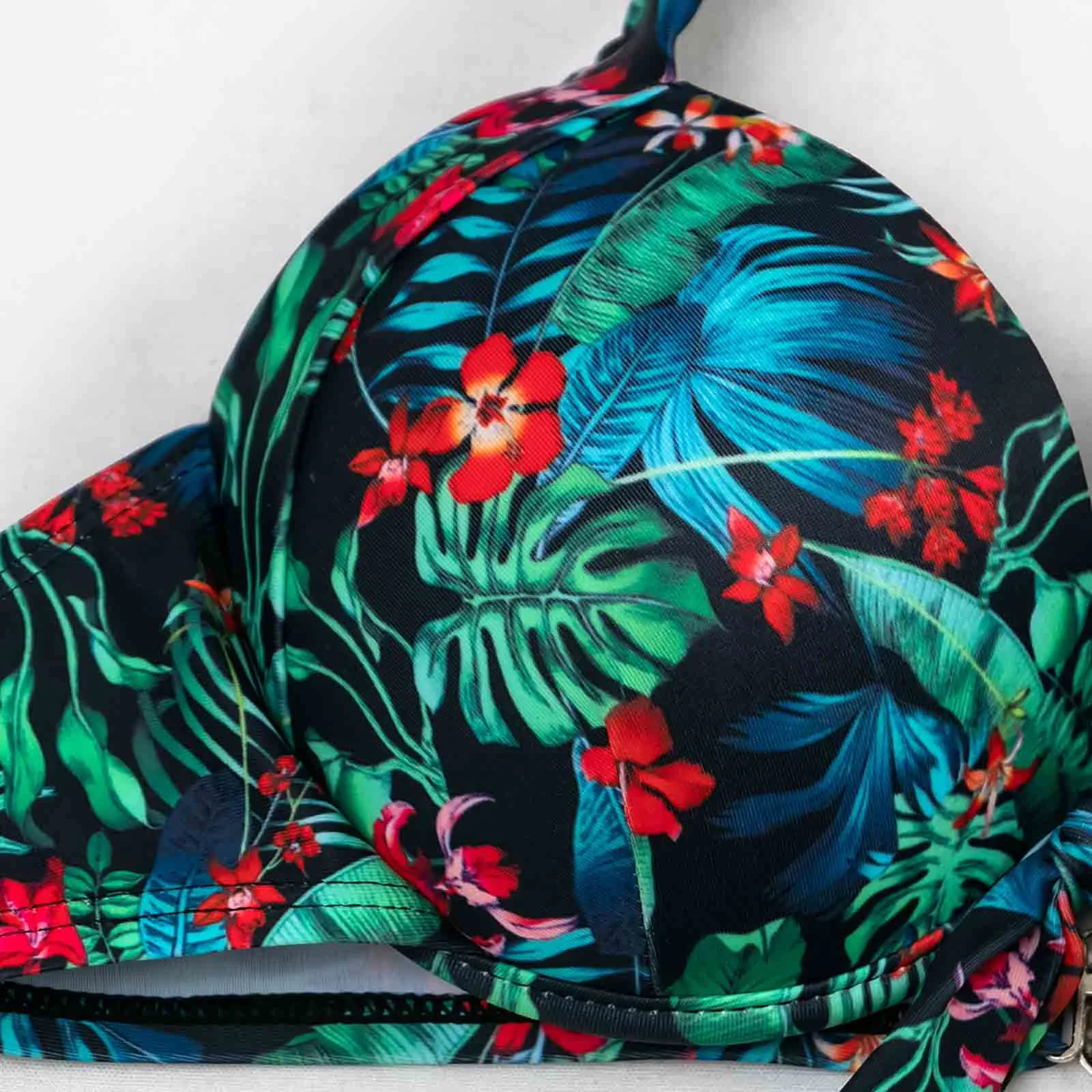 

Women Fashion Plant Printing Halter Bandage Camisole Bikini Two-piece Swimsuit Bathing Suits Sexy Brazilian Biquini Swimwear #21