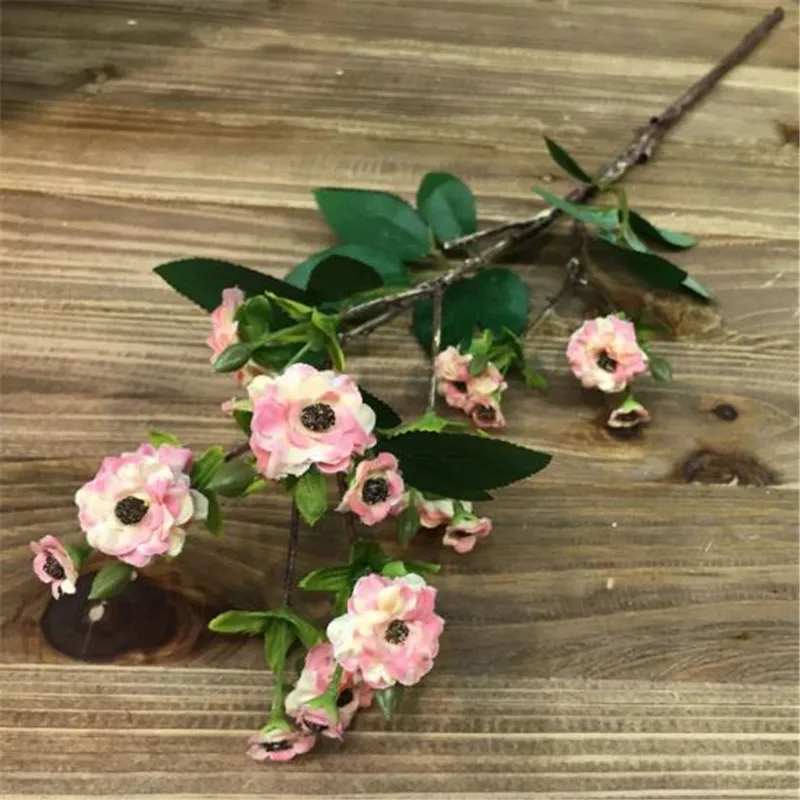 

7Pcs Fake Long Stem Mini Rose 19.69" Length Simulation Wild Rose Green Leaf for Wedding Home Decorative Artificial Flowers