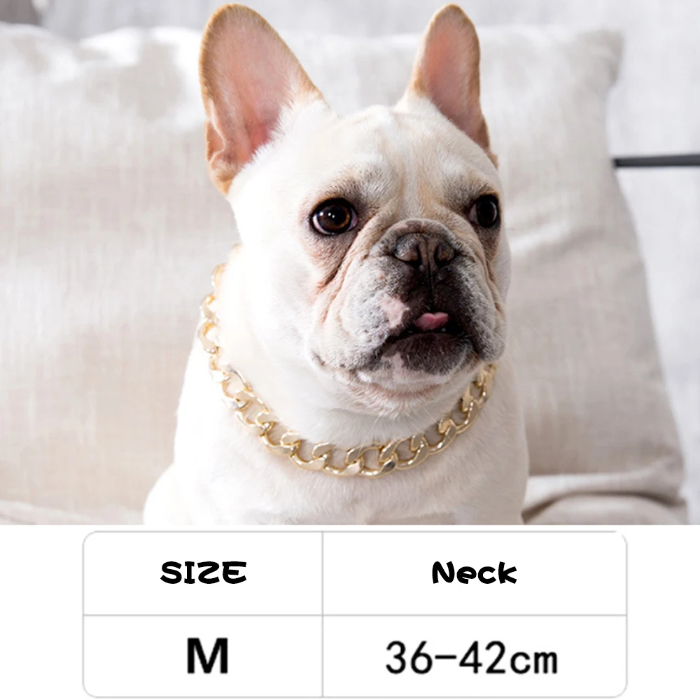 

Ожерелье для домашних животных Толстая позолоченная цепь Пластиковый Регулируемый ошейник для французского бульдога для маленьких средни...