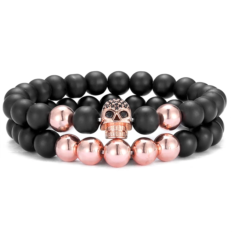 Мужские браслеты из натурального камня 2 шт./компл. костей с солнечными чакрами