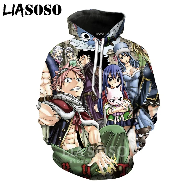 LIASOSO толстовка с хвостом Феи для мужчин и женщин Модный 3D принт аниме Нацу