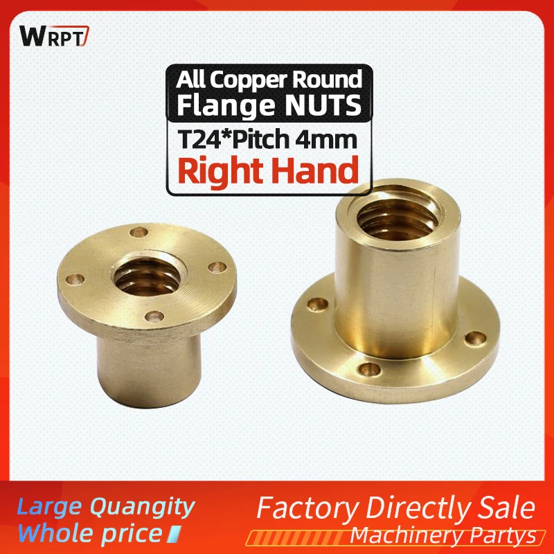 

1PC T24-Pitch 4mm high-quality T trapezoidal screw screw full copper round flange nuts
