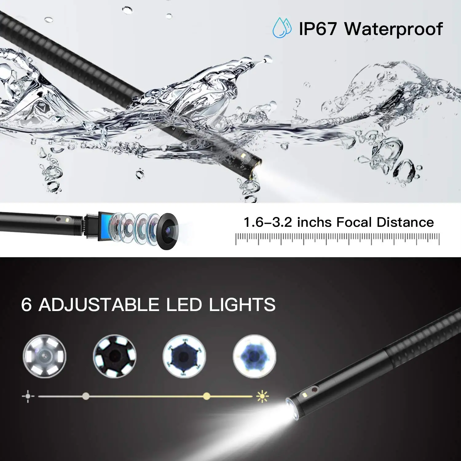 TESLONG 5.5MM Dual Lens Industrial Endoscope1080P HD 5.0&quot LCD Digital Borescope Inspection Camera Snake with 32GB Card | Инструменты