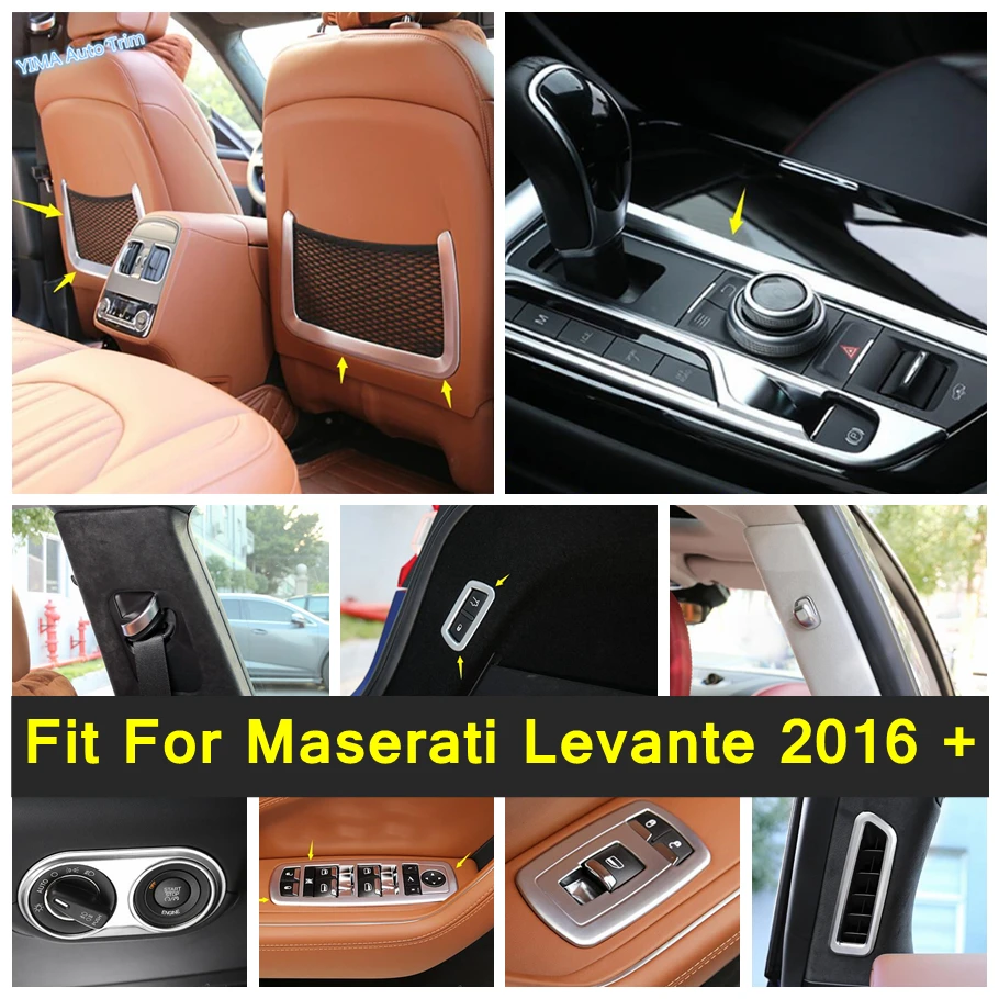 

Seat Back Storage Bag Net / Safety Belt / Pillar B Hook / Rear Tail Trunk Button Cover Trim For Maserati Levante 2016 - 2020