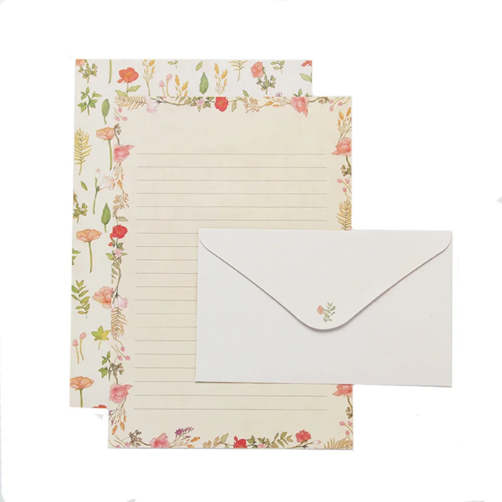 

6 Sets of Letter Papers Simple Colorful Beautiful Flower Printing Letter Papers