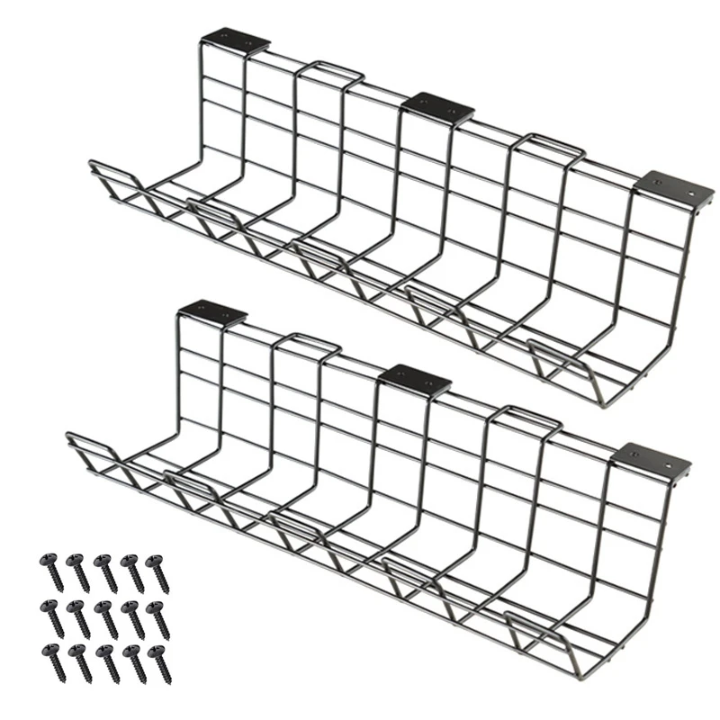 

Under Desk Cable Management - 2 Pack Cable Management Tray, Desk Cable Management for Desks, Offices and Kitchens