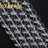 natural faceted white crystal beads clear white glass spacer loose charm beads for jewelry making diy bracelets necklaces 12mm