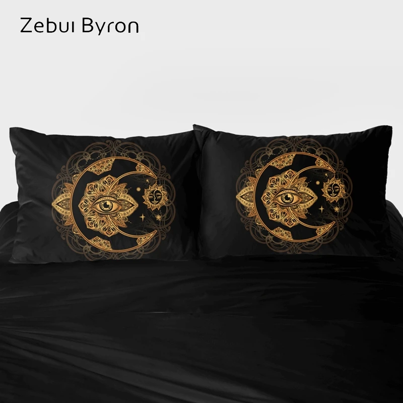 

2 PCS Pillowcase 45x45/70x70/80x80,3D Pillow Case Custom,Decorative Pillow Cover Bedding Golden crescent moon and sun ,drop ship