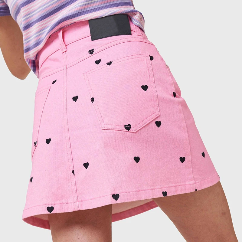 Модная черная мини юбка в стиле Харадзюку для девочек с принтом маргариток