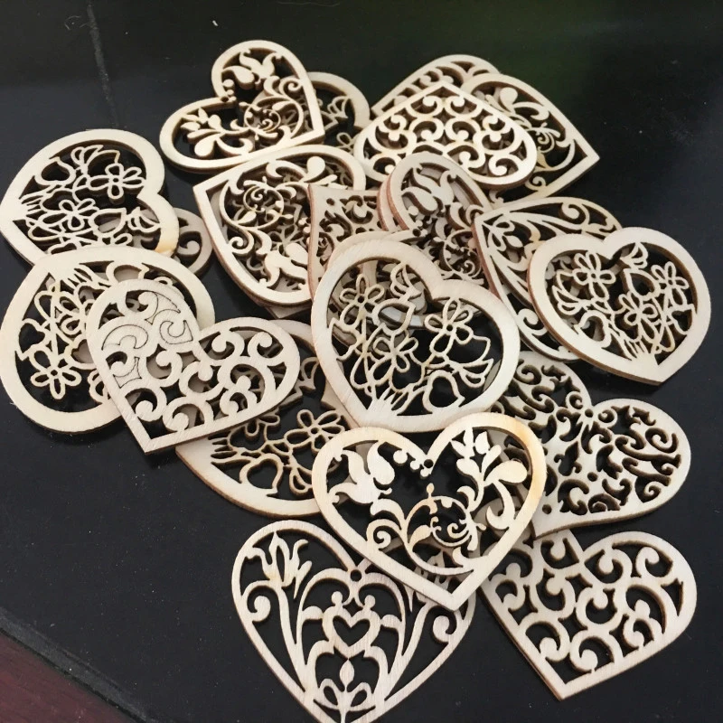 

Wood Slices Heart Love Blank Unfinished Discs Natural Crafts DIY Embellishments Party Ornaments Home Room Embellishments