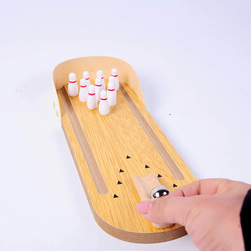 Children's wooden board game mini bowling toy intellectual parent-child interaction decompression toy enlarge